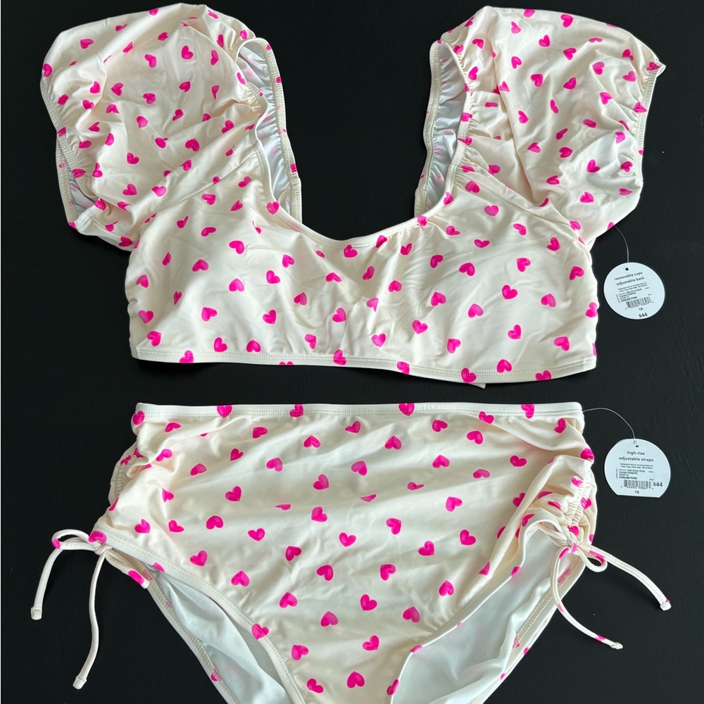 Heart Print Bikini Set size 1X new with tags